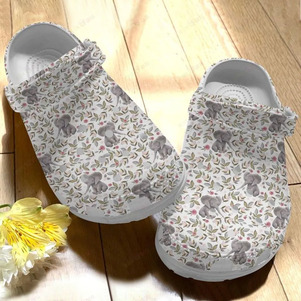 Elephant Flower Crocs, Personalized Crocs Classic Clogs