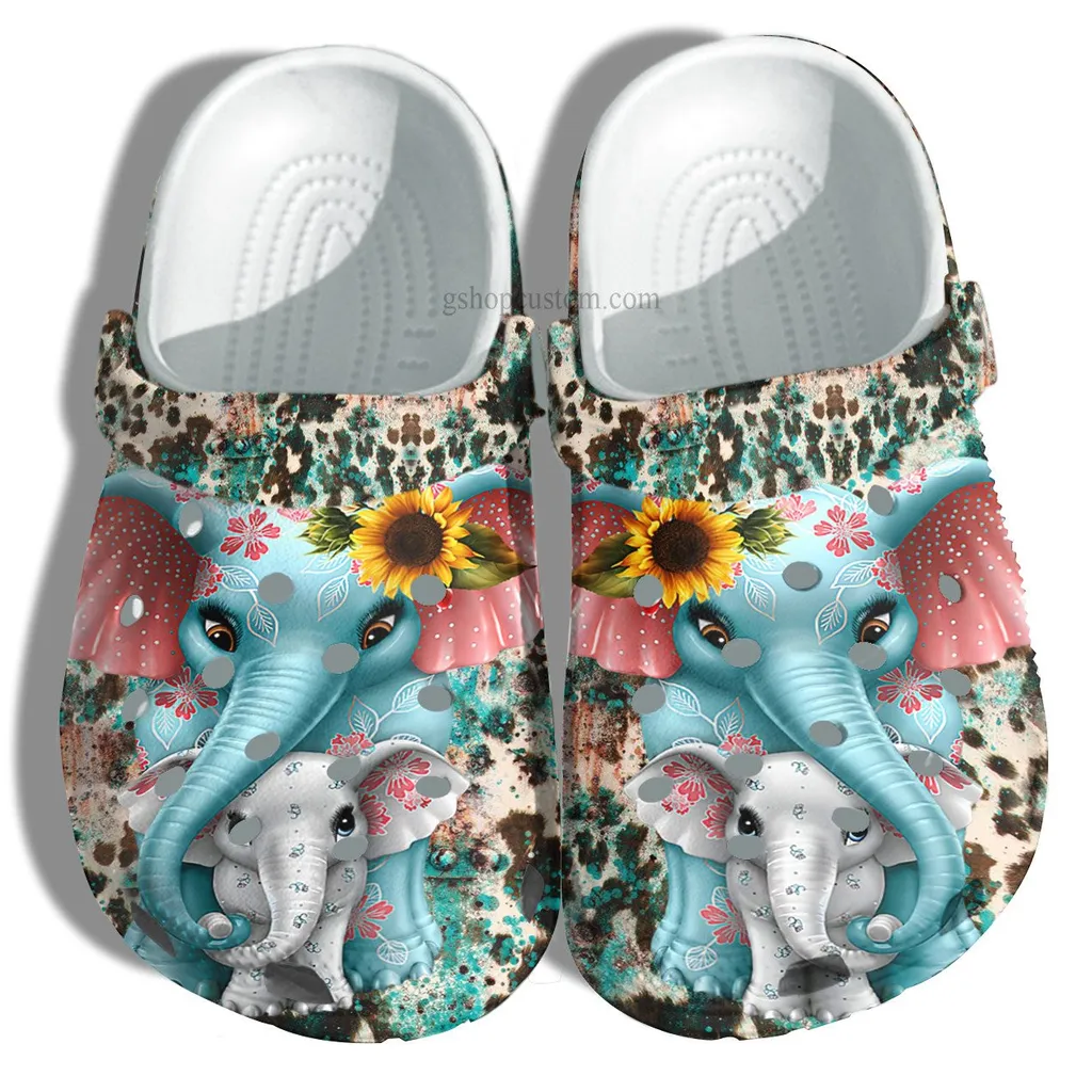 Elephant Mom Boho Leopard Skin Crocs