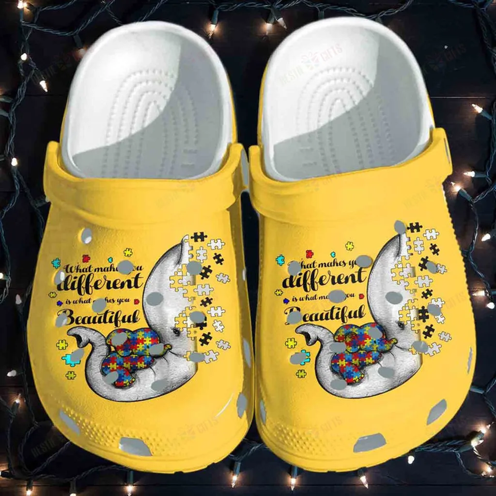 Elephant Mom Puzzle Autism Crocs, Personalized Crocs Classic Clogs