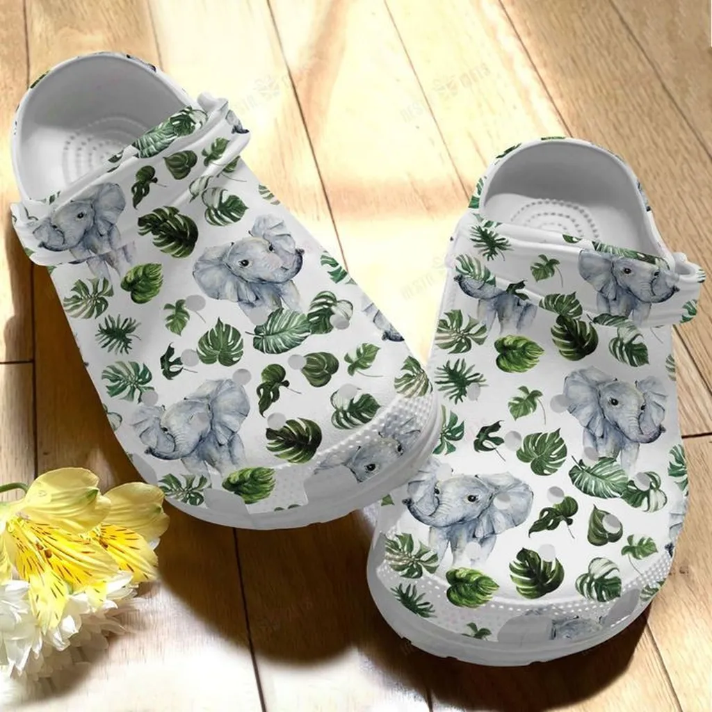 Elephant White Sole Elephant Pattern V1 Crocs Classic Clogs