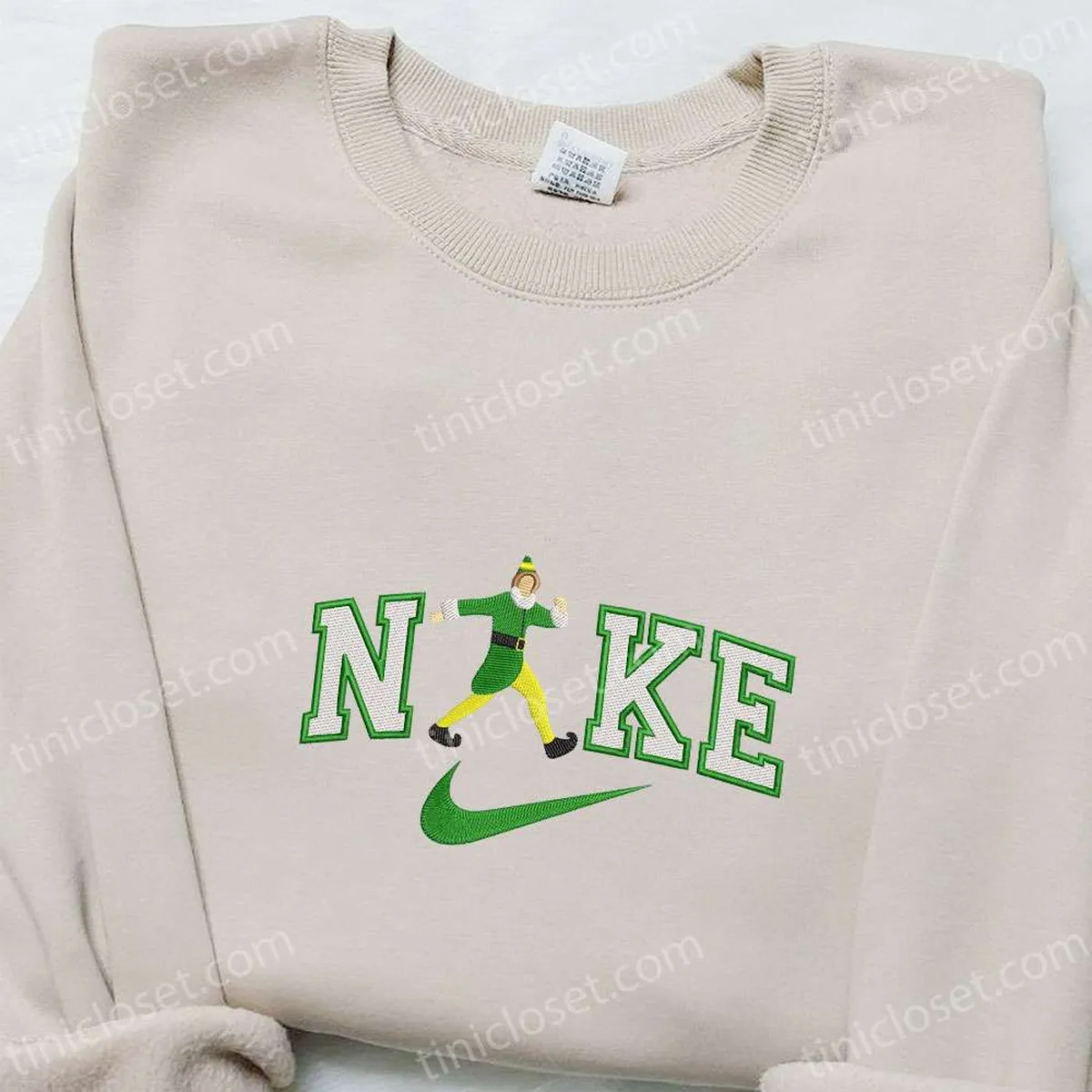 Elf x Nike Embroidered Shirt, Elf Movie Embroidered Hoodie, Christmas Embroidered Sweatshirt