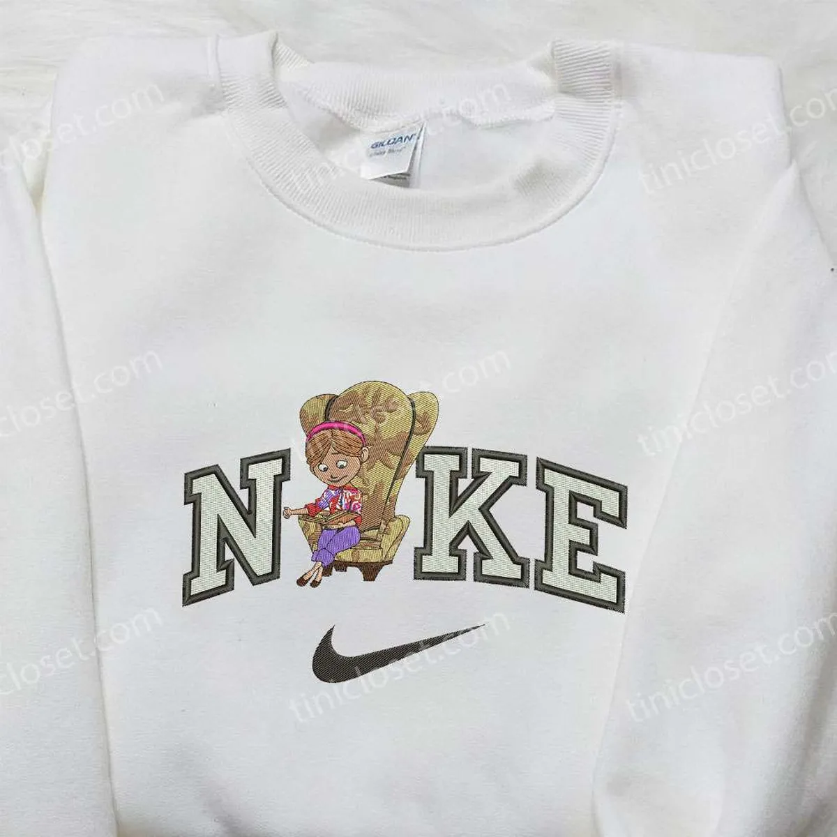 Ellie Fredricksen Sit x Nike Embroidered Shirt, Up Embroidered Shirt, Custom Nike Embroidered Shirt