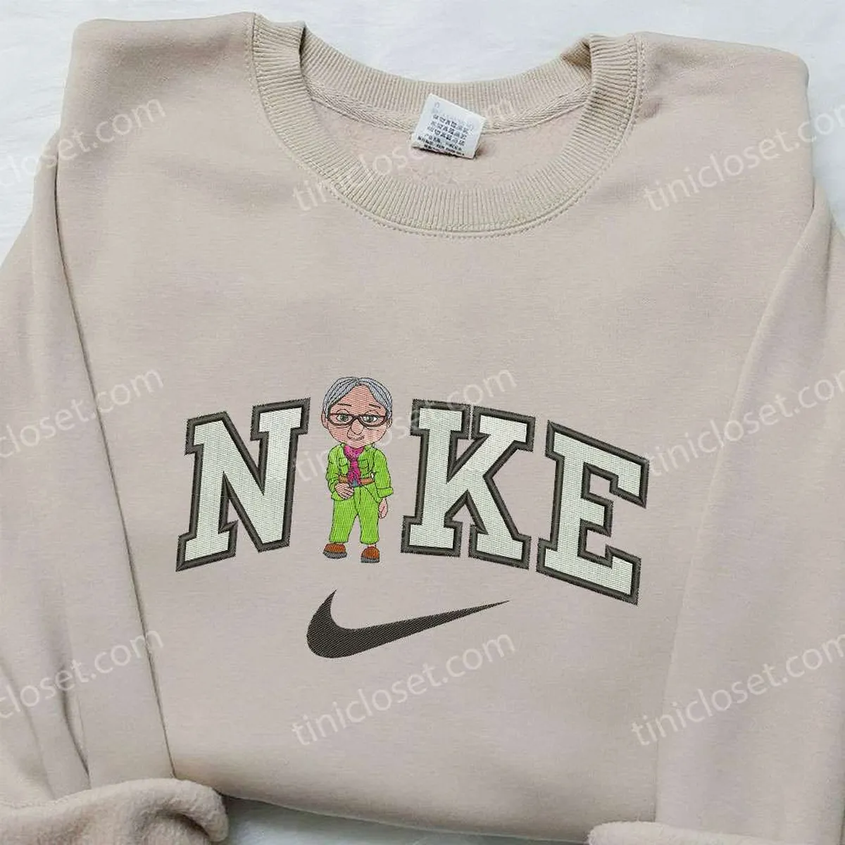 Ellie Fredricksen x Nike Swoosh Embroidered Shirt, Up Embroidered Shirt, Custom Nike Embroidered Shirt