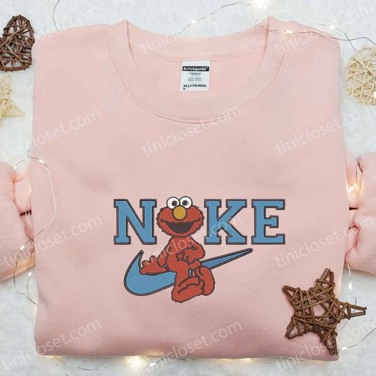 Elmo Sit x Nike Embroidered Sweatshirt, Sesame Street Cartoon Embroidered Shirt, The Best Gift