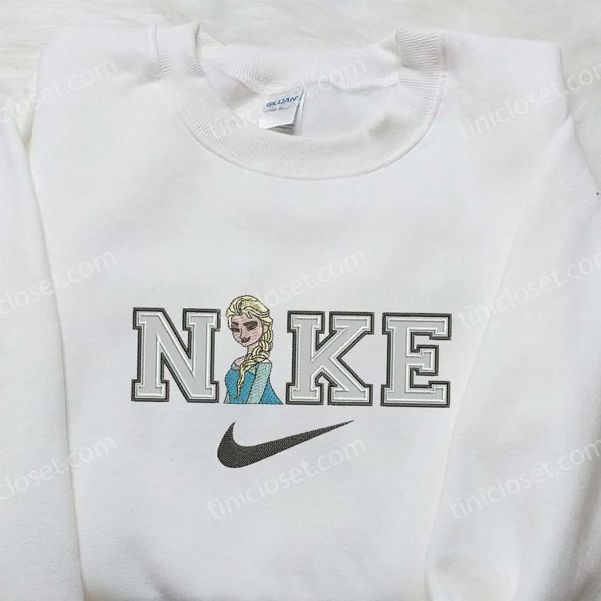 Elsa Half x Nike Embroidered Shirt, Frozen Embroidered Shirt, Nike Custom Embroidered Shirt