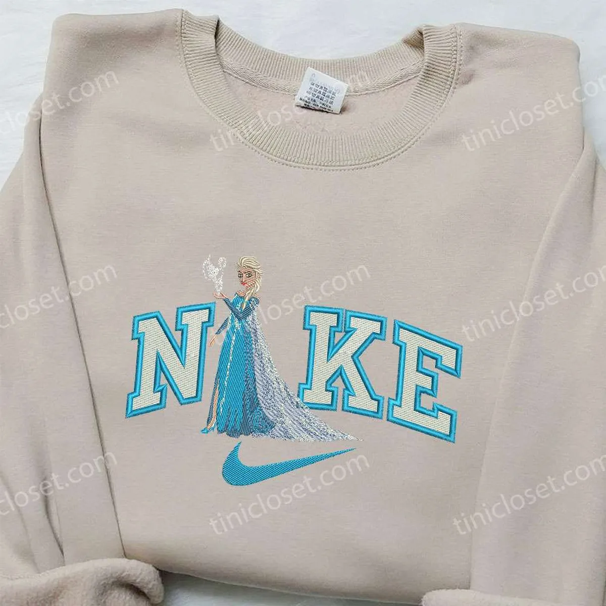 Elsa x Nike Swoosh Embroidered Shirt, Frozen Embroidered Shirt, Nike Custom Embroidered Shirt