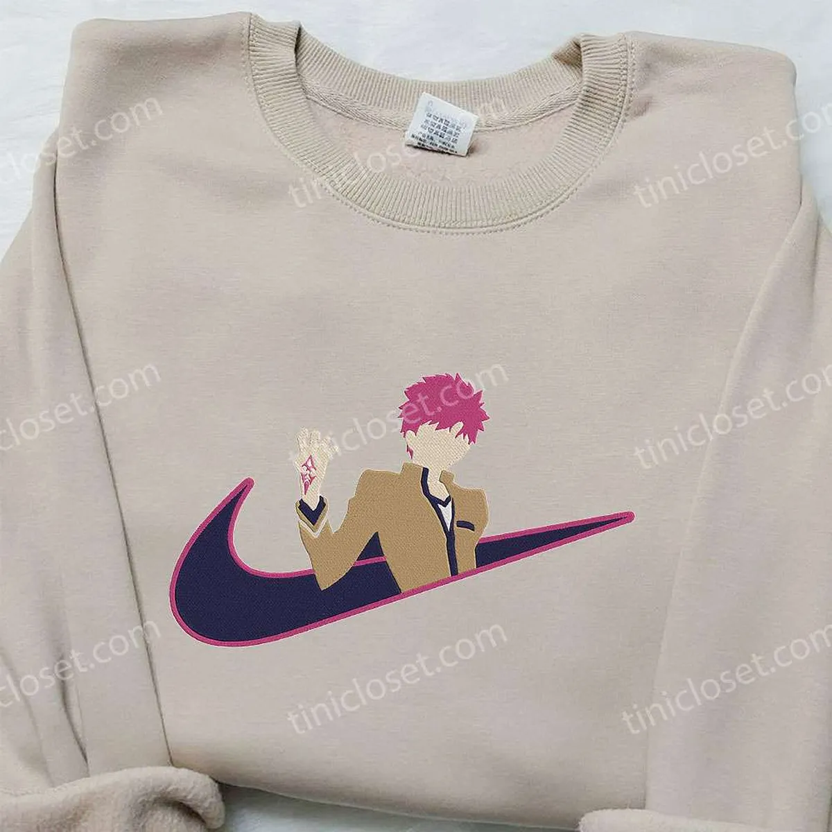 Emiya Shirou x Nike Swoosh Anime Embroidered Hoodie, Type Moon Embroidered Shirt, Nike Inspired Embroidered Shirt