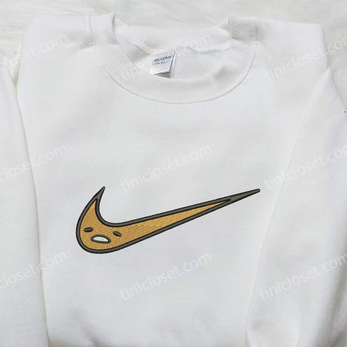 Emoticon Gudetama x Nike Embroidered Shirt, Gift For Son Embroidered Shirt, Nike Custom Embroidered Shirt