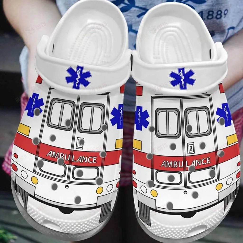 Ems White Sole Ambulance Crocs Classic Clogs