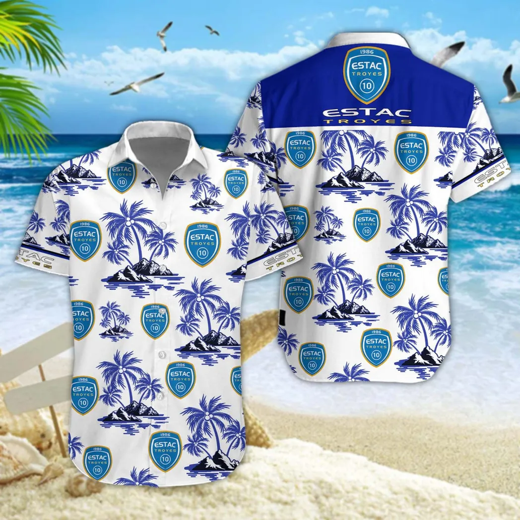 ESTAC Troyes Hawaiian Shirt Style Classic Oversized Hawaiian, Unisex Hawaiian Shirt