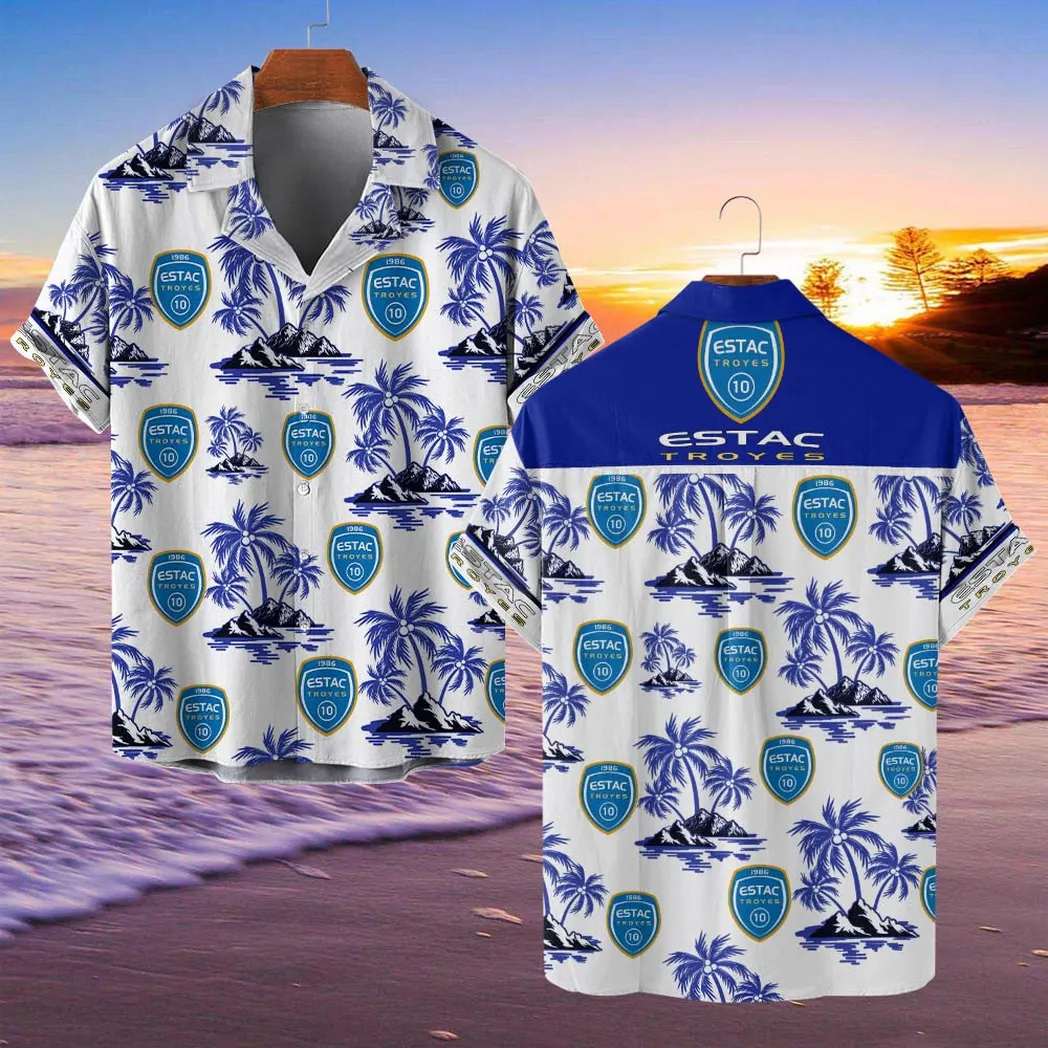 ESTAC Troyes Hawaiian Shirt Style Classic Oversized Hawaiian, Unisex Hawaiian Shirt Trending Summer