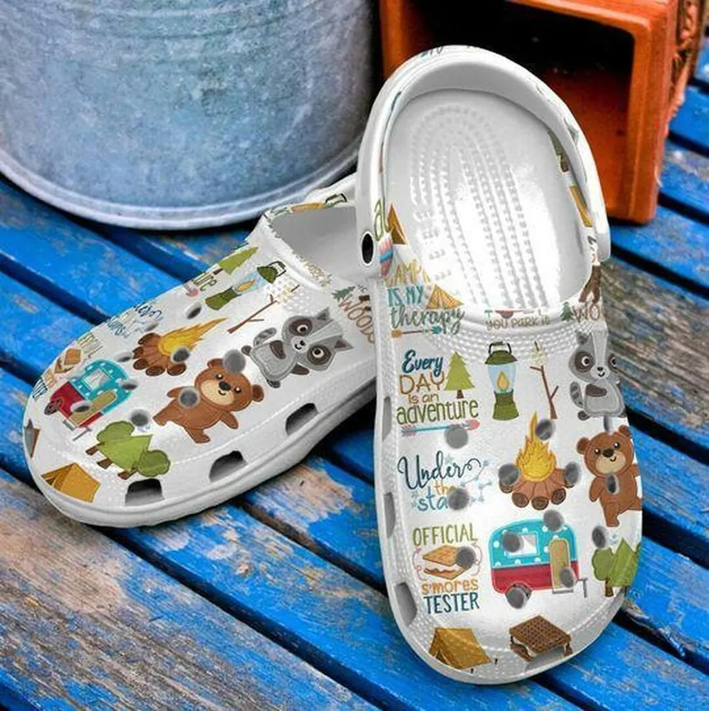 Every Day Adventure Bear Camping Personalized Gift For Lover Rubber Crocs Clog