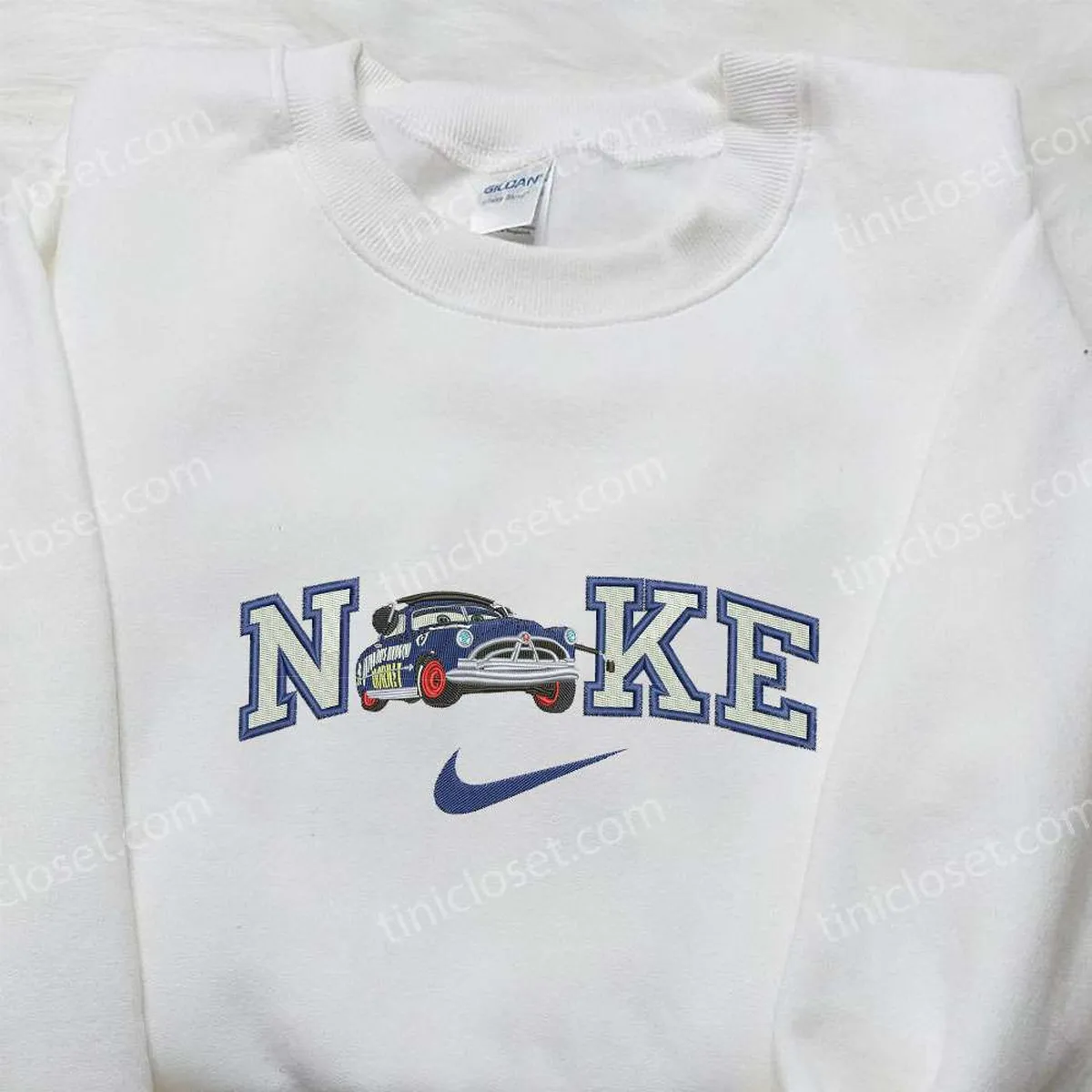 Fabulous Hudson Hornet x Nike Embroidered Shirt, Transportation Embroidered Shirt, Custom Nike Embroidered Shirt