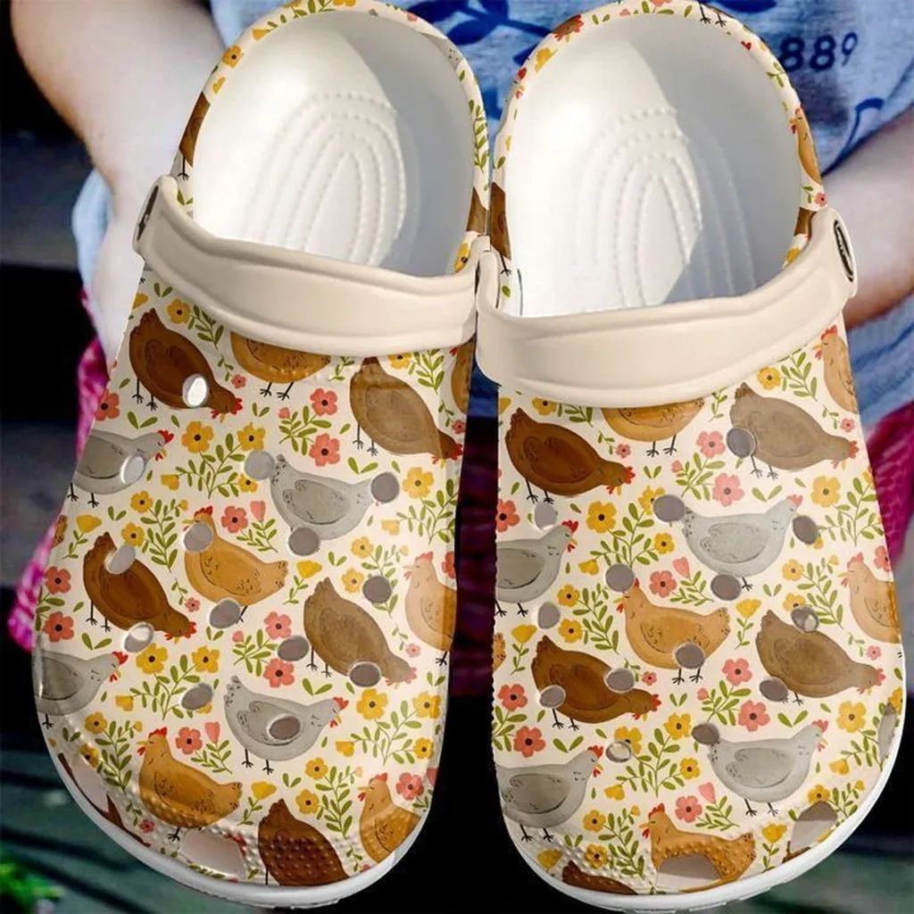 Farmer Chicken Florals Crocs Classic Clogs