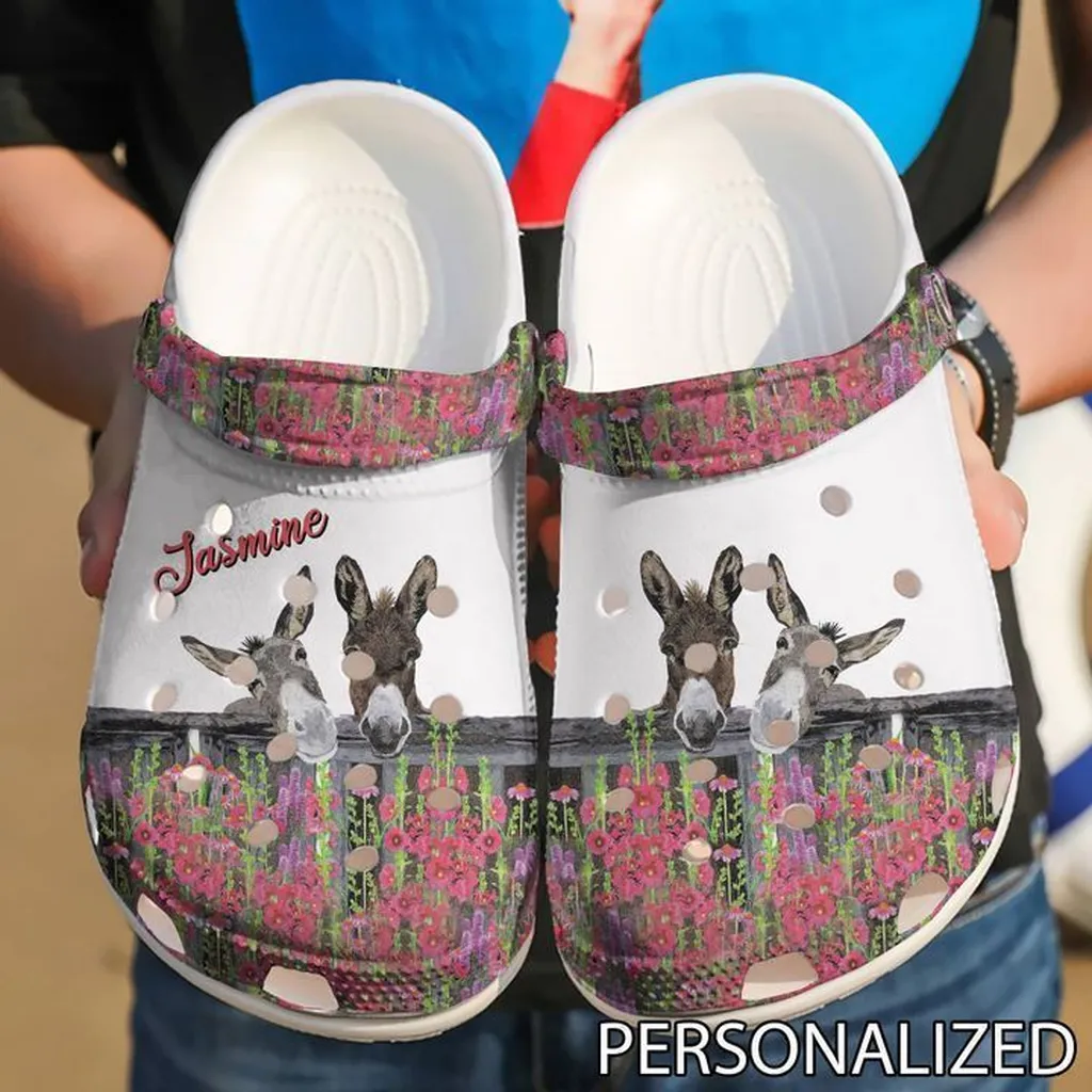 Farmer Personalized Donkey Couple Crocs Classic Clogs