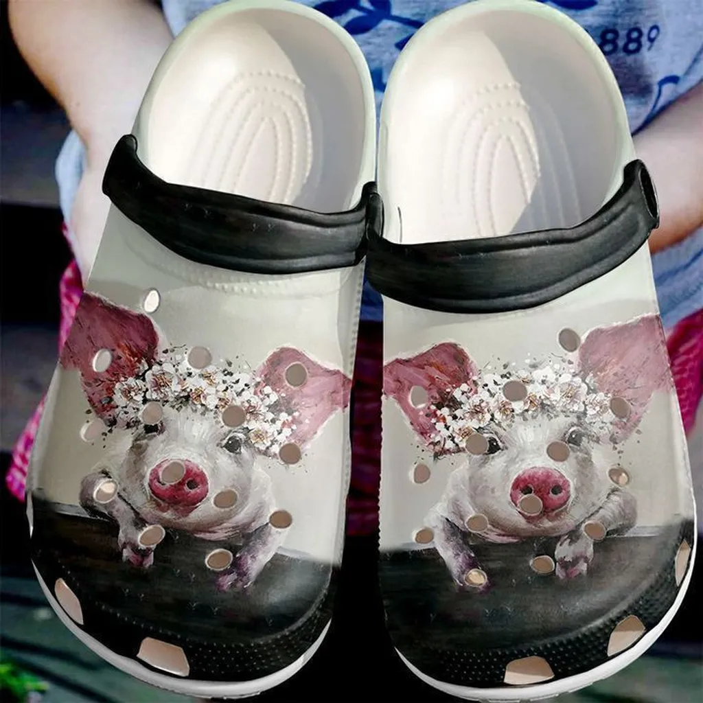 Farmer Pig Florals Crocs Clog