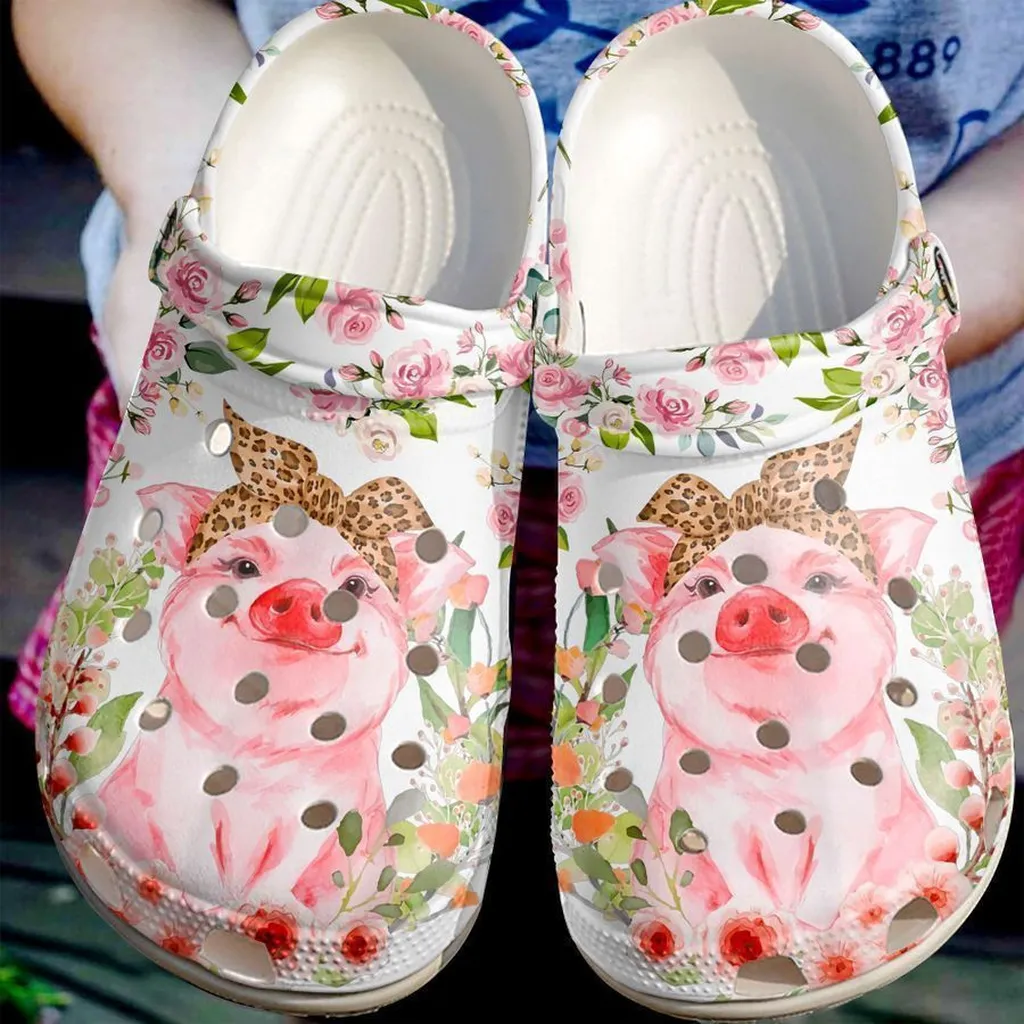 Farmer Pig Leopard Crocs Clog