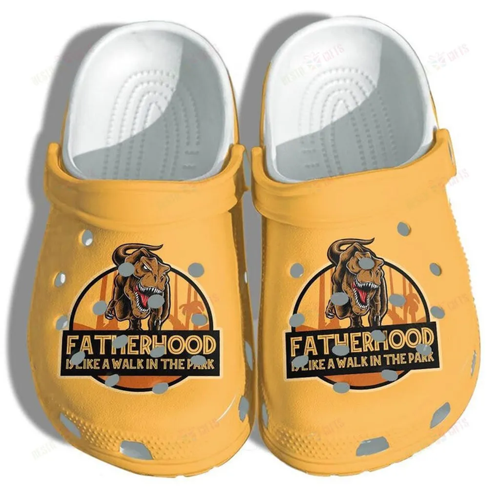 Fatherhood T-Rex Dinosaurs Walk in The Park Crocs, Personalized Crocs Classic Clogs