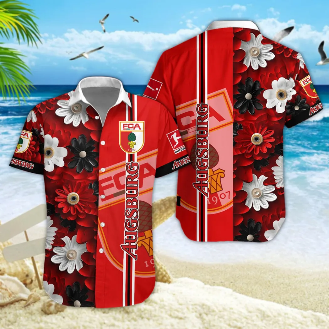 FC Augsburg Hawaiian Shirt Style Classic Oversized Hawaiian, Unisex Hawaiian Shirt Trending Summer