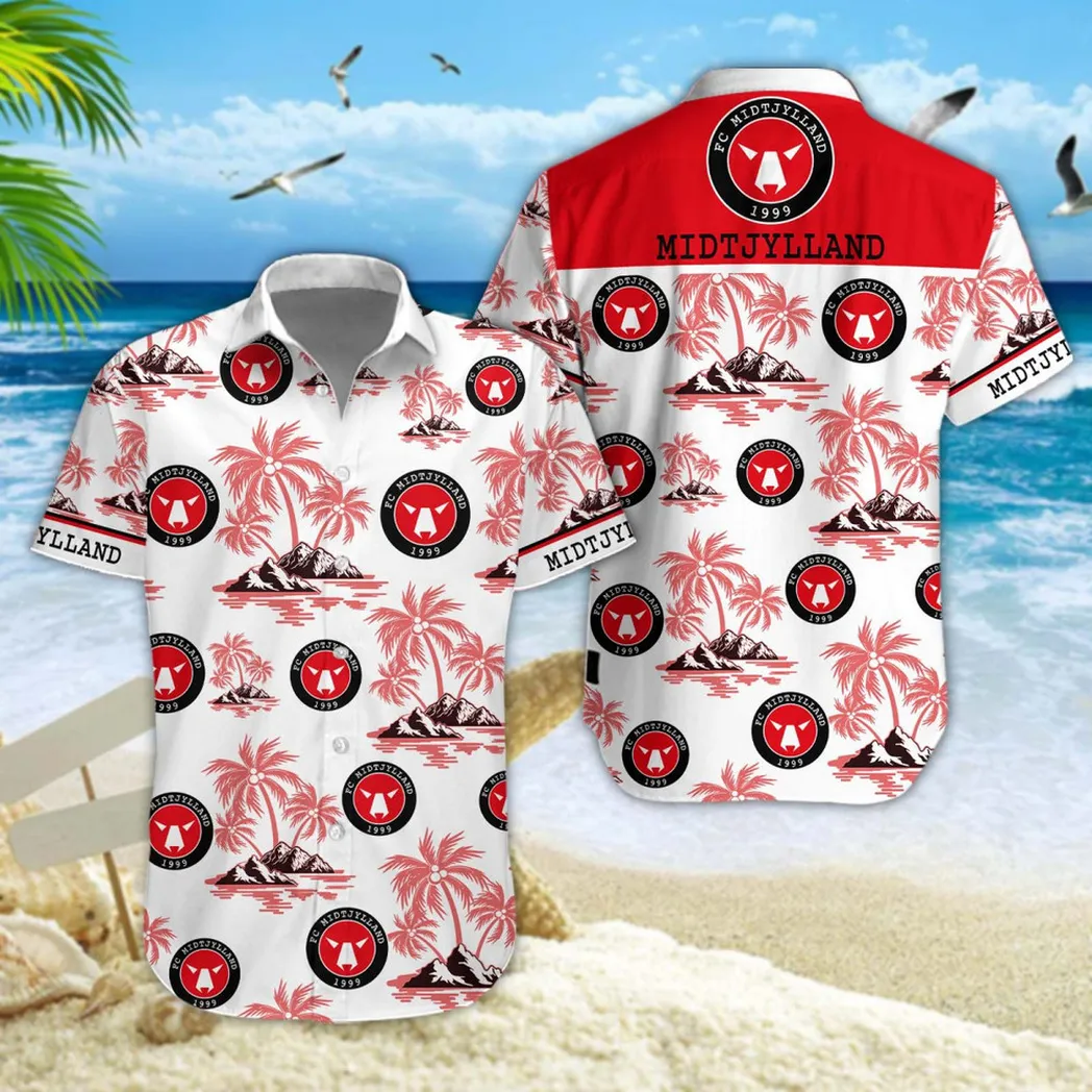 FC Midtjylland Hawaiian Shirt Style Classic Oversized Hawaiian, Unisex Hawaiian Shirt