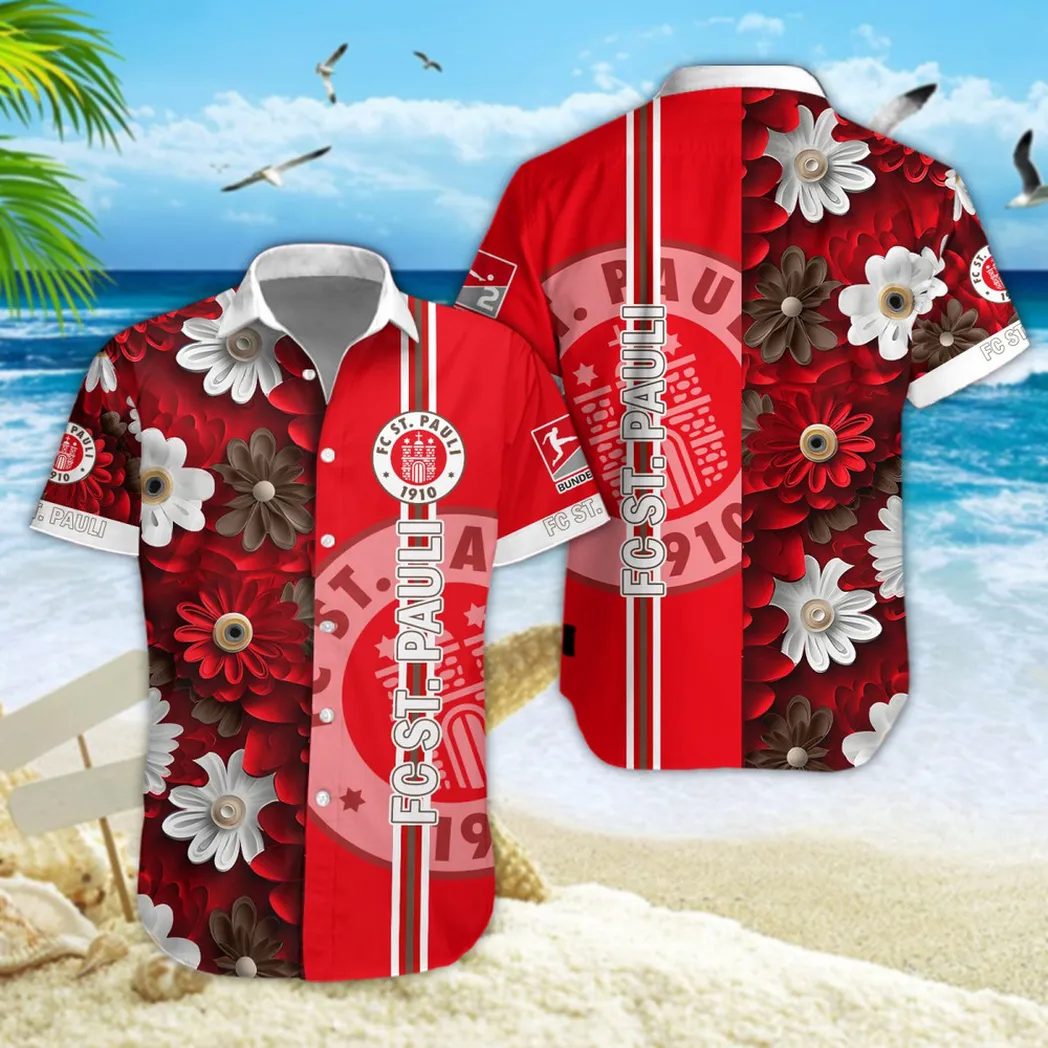 FC St. Pauli Hawaiian Shirt Style Classic Oversized Hawaiian, Unisex Hawaiian Shirt Trending Summer