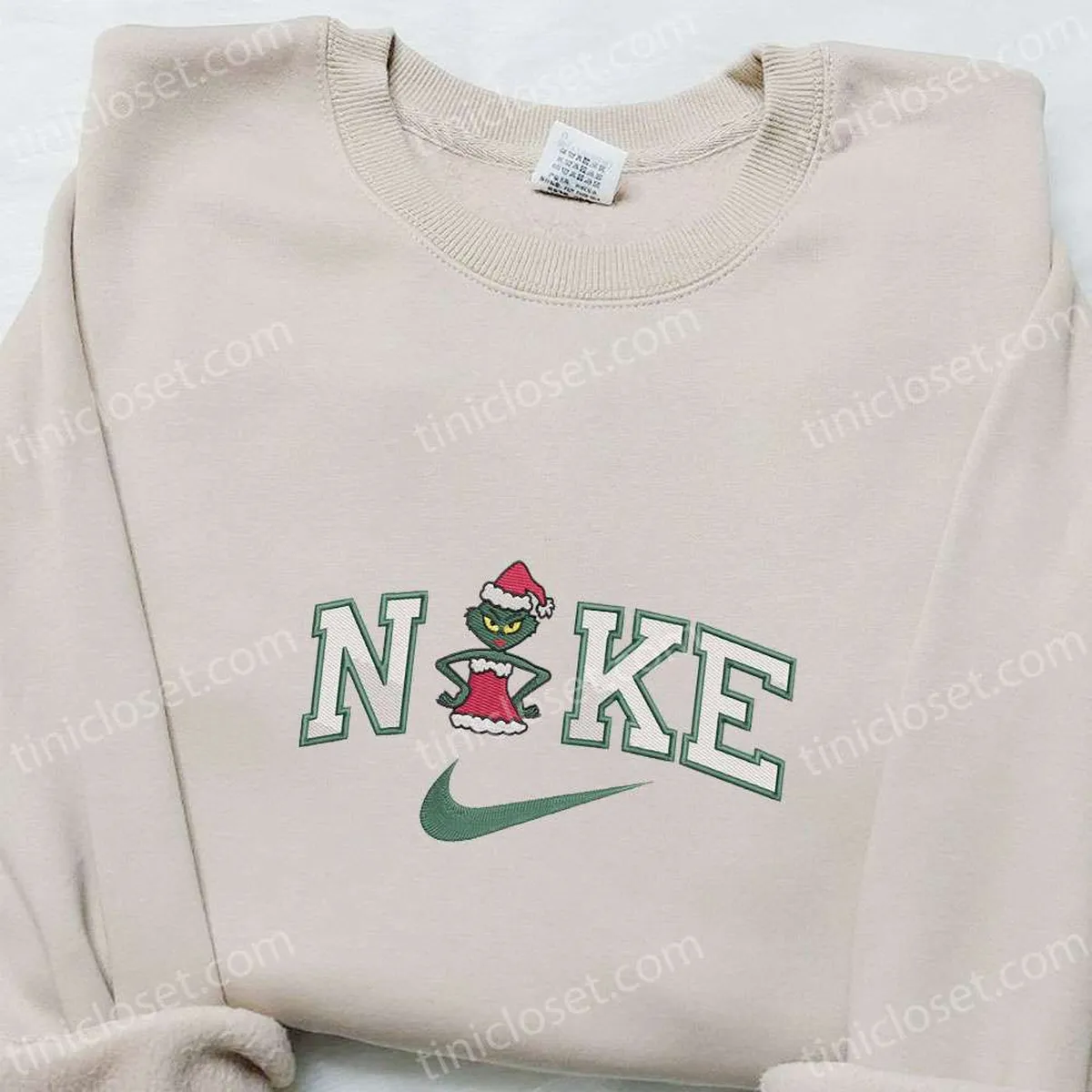 Female Grinch x Nike Embroidered Shirt, Christmas Embroidered Hoodie, Best Gifts For Family