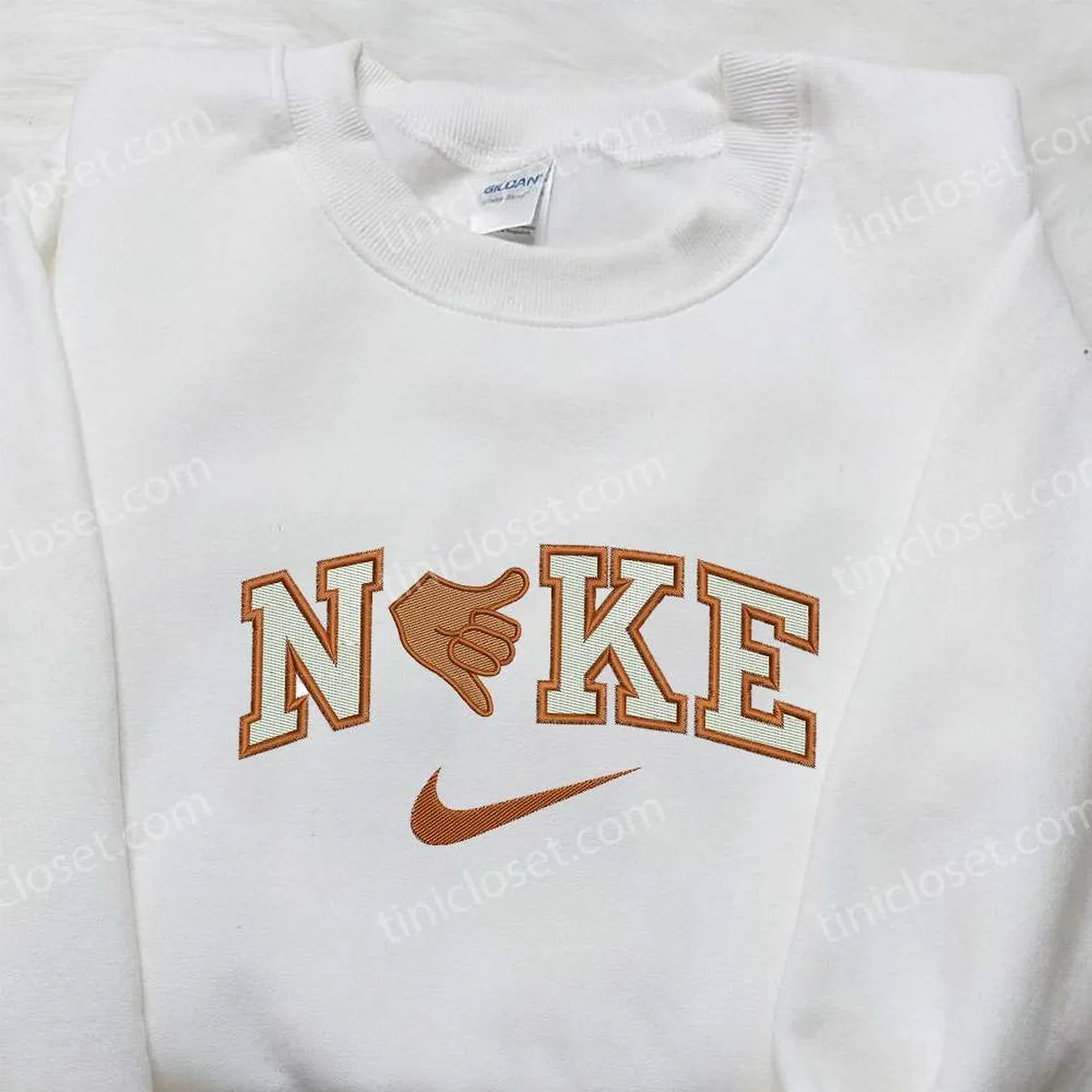 Finger Call x Nike Embroidered Shirt, Gift For Wife Embroidered Shirt, Custom Nike Embroidered Shirt