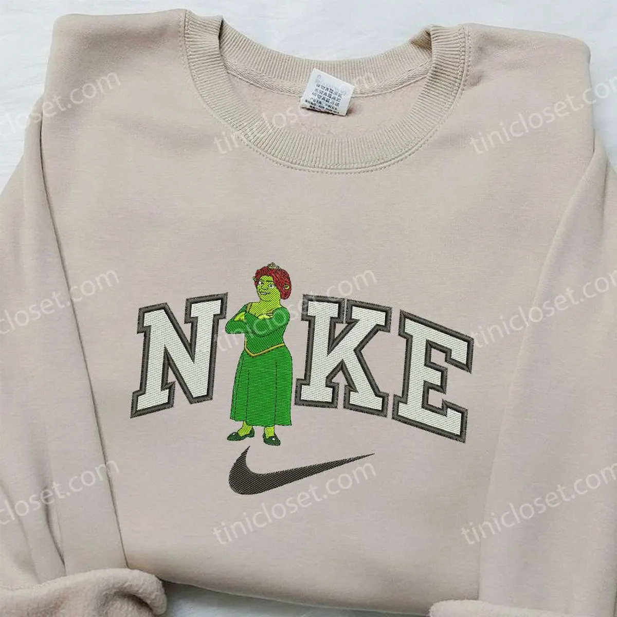 Fiona x Nike Embroidered Shirt, Shrek Embroidered Shirt, Custom Nike Embroidered Shirt