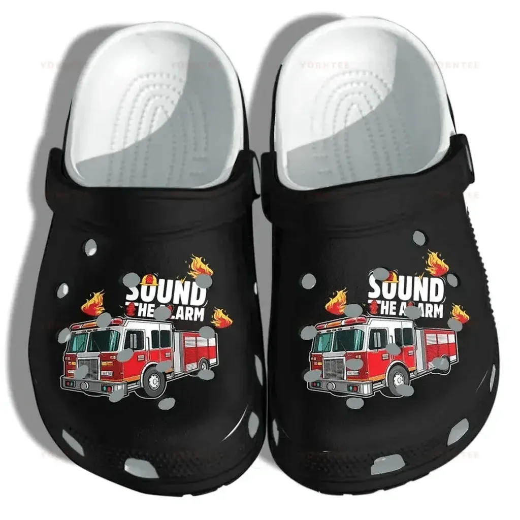 Fire Engine Car For Firefighter Son - Sound The Alarm Gift For Lover Rubber Crocs Clog