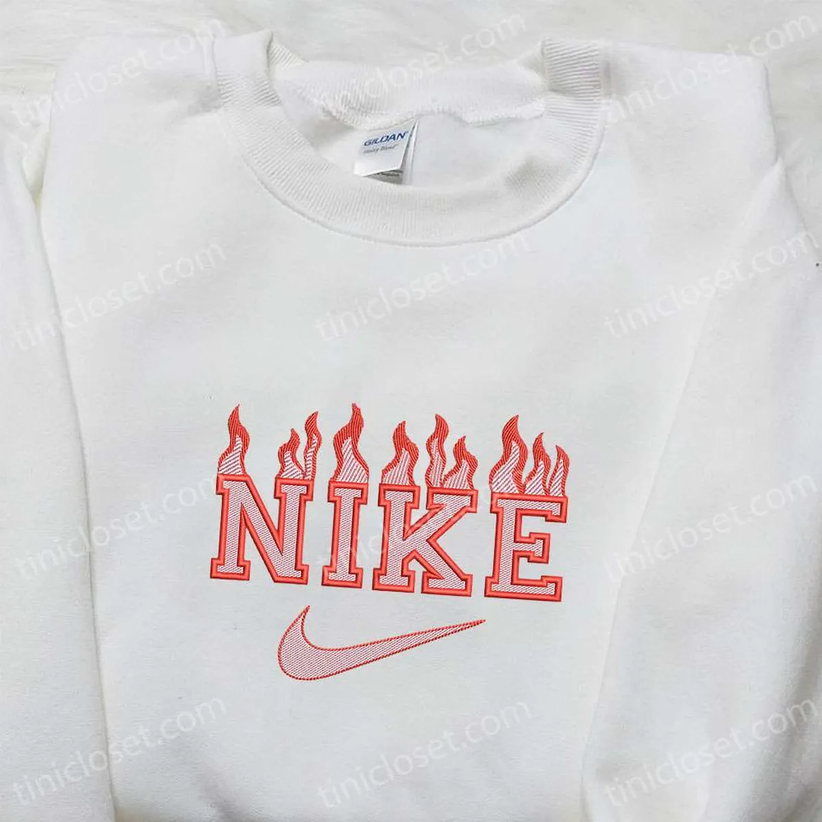 Fire x Nike Embroidered Hoodie, Nike Inspired Embroidered Shirt, Best Gift for Family