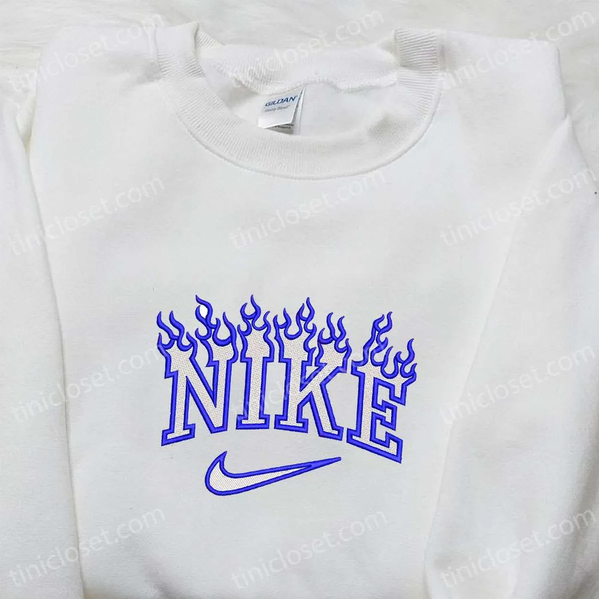 Fire x Nike Embroidered Shirt, Nike Inspired Embroidered Shirt, Best Gift for Family