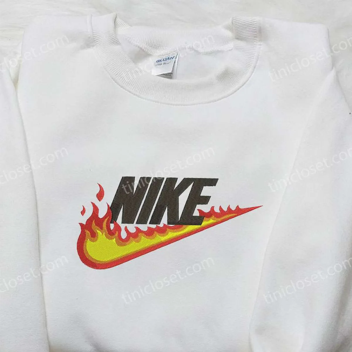 Fire x Nike Embroidered Sweatshirt, Nike Inspired Embroidered Shirt, Best Gift for Family