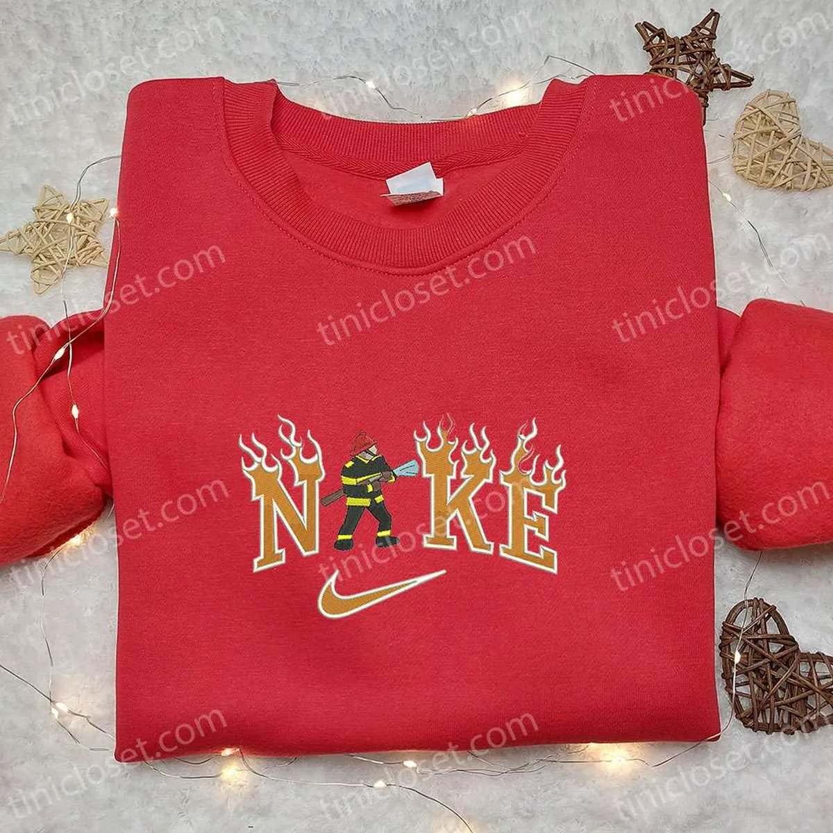 Firefighter Flame x Nike Embroidered Shirt, Nike Inspired Embroidered Hoodie, Best Gift Ideas