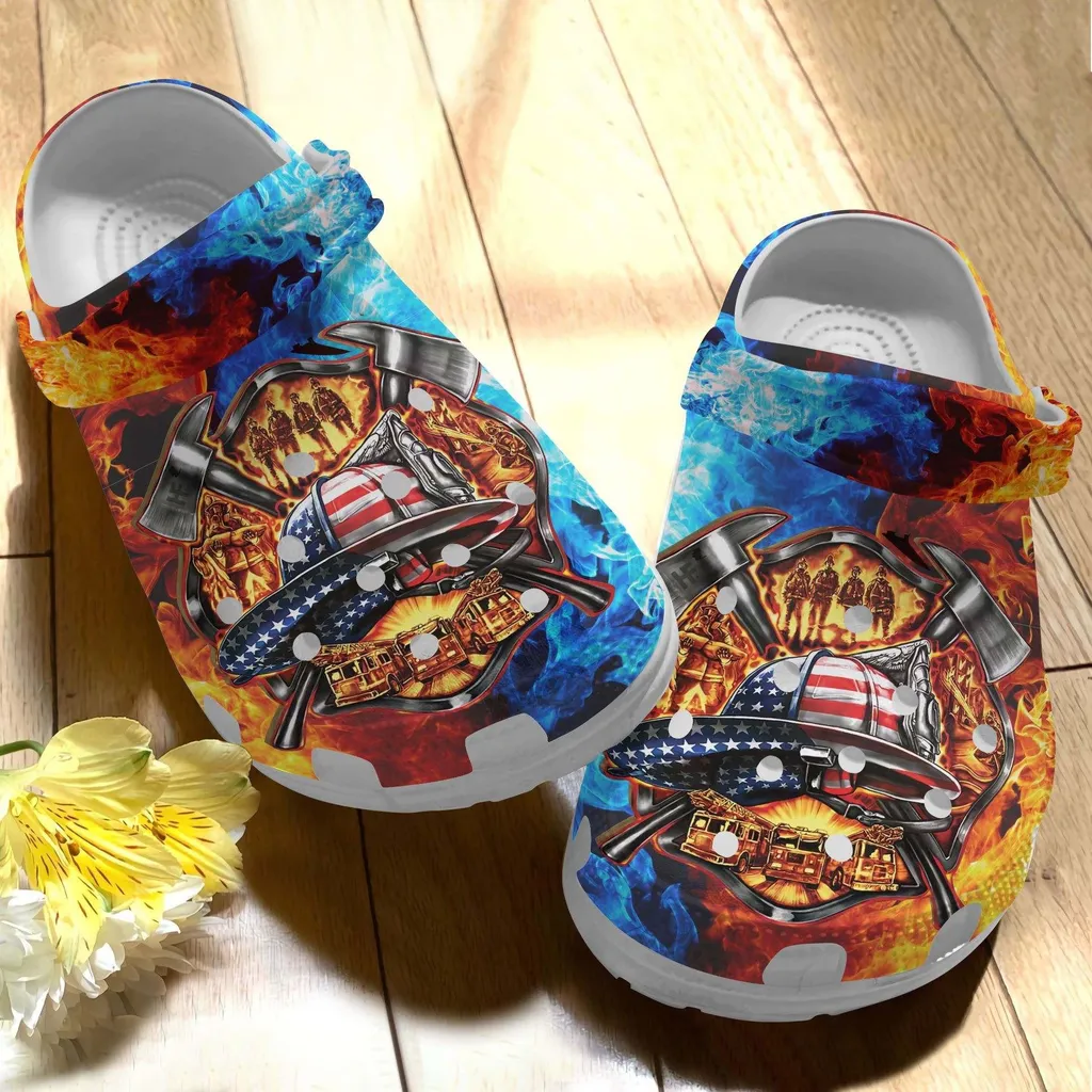 Firefighter Us Flag Custom Crocs