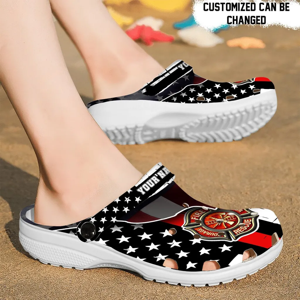 Firefighter Usa Flag Black Crocs