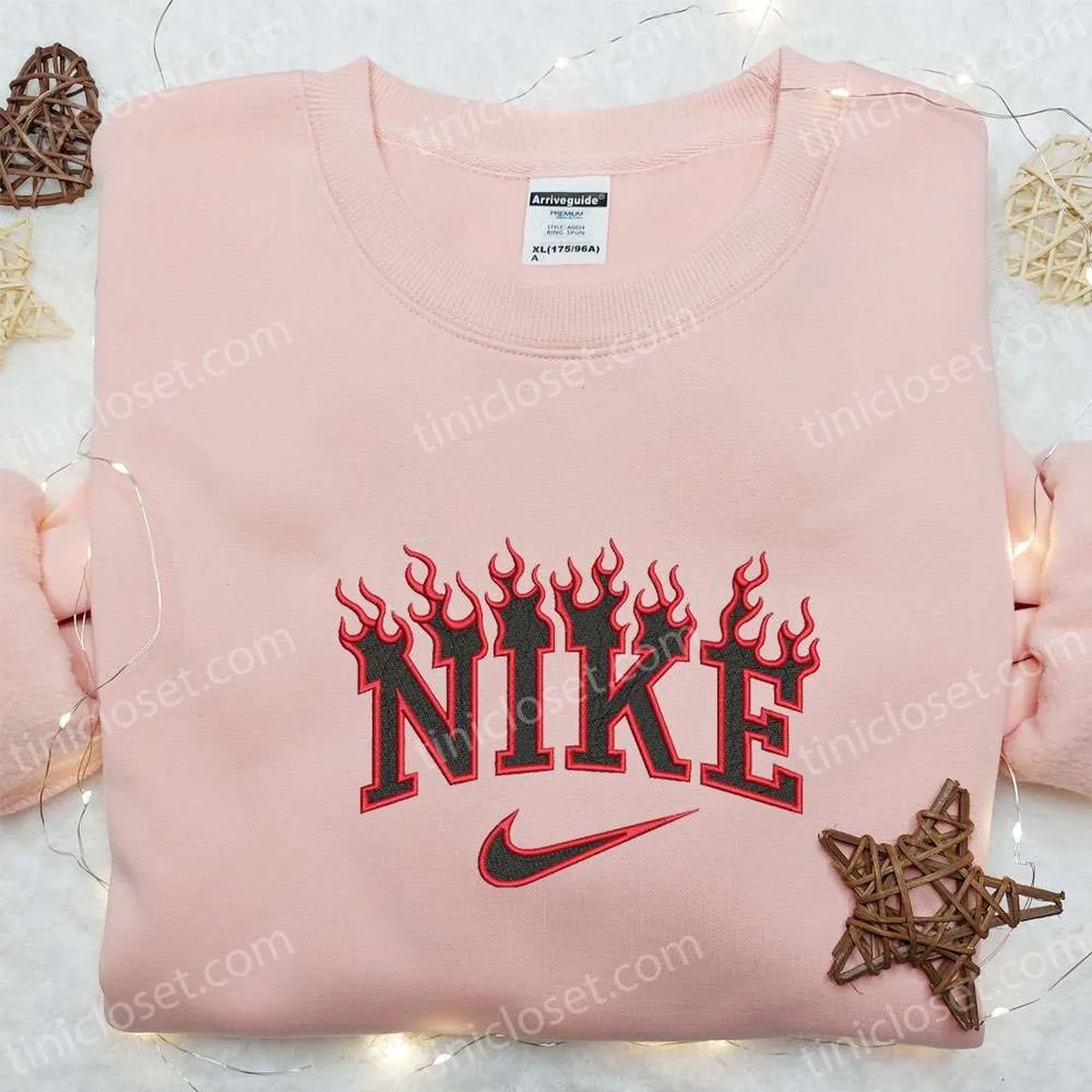 Flame Nike Logo Embroidered Shirt, Nike Inspired Embroidered Hoodie, Best Gift Ideas Flame Nike Logo Embroidered Shirt, Nike Inspired Embroidered Hoodie, Best Gift Ideas