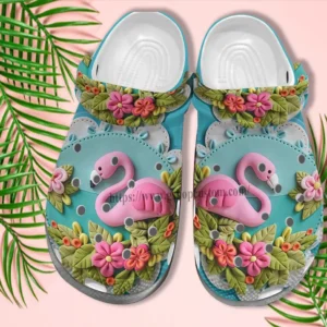 Flamingo 3D Flower Croc