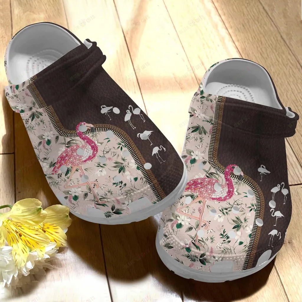 Flamingo Crocs Classic Clog Whitesole Sparkle Flamingo