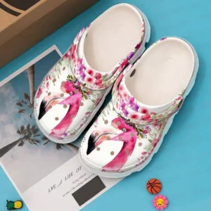 Flamingo Floral Crown Crocs Clog