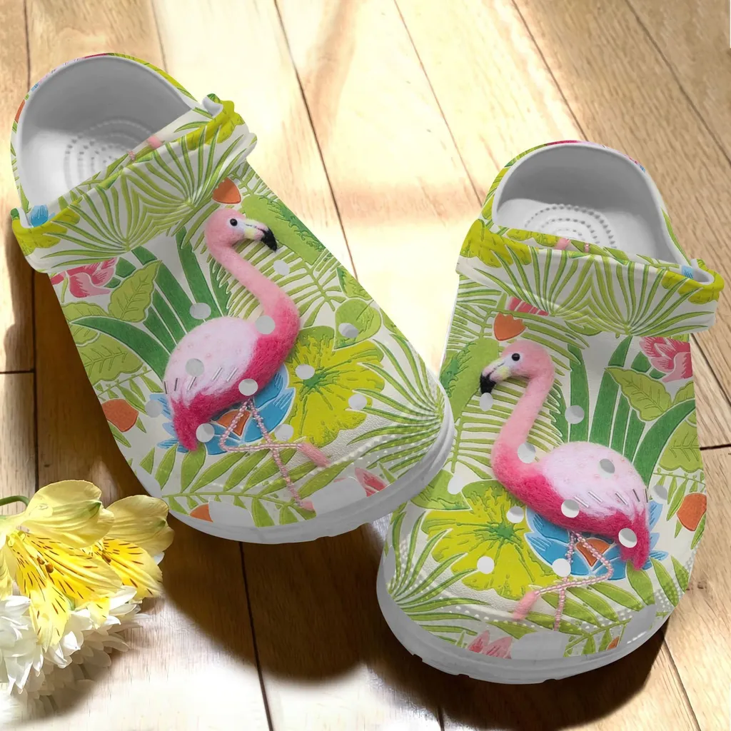 Flamingo Flower Crocs Clog