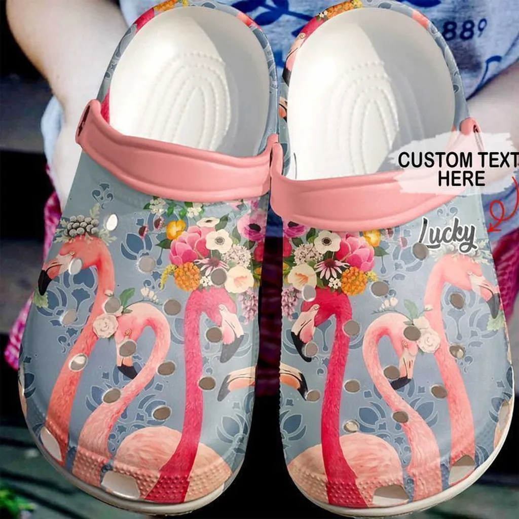 Flamingo Personalized Floral Crocs Classic Clogs