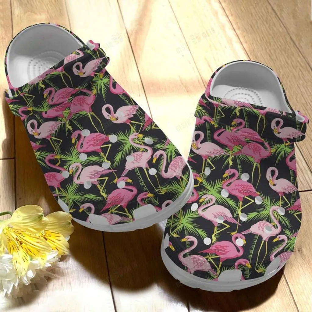 Flamingo Tropical Forest Crocs Classic Clogs