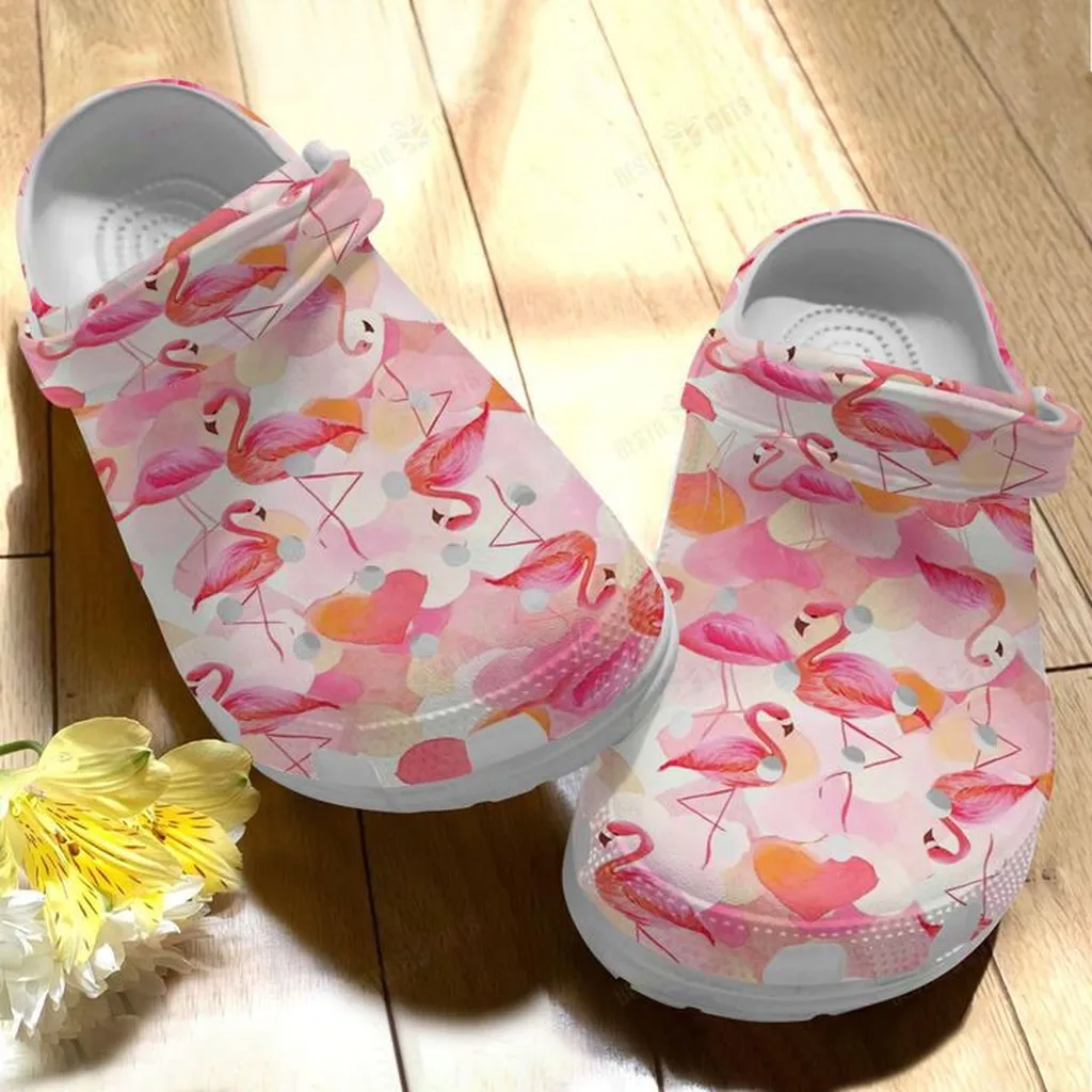 Flamingo White Sole Beautiful V1 Crocs, Personalized Crocs Classic Clogs