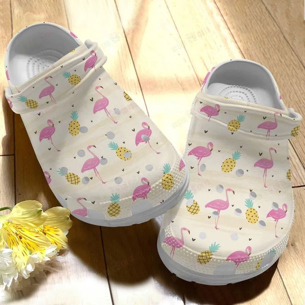 Flamingo White Sole Sunshine Crocs Classic Clogs