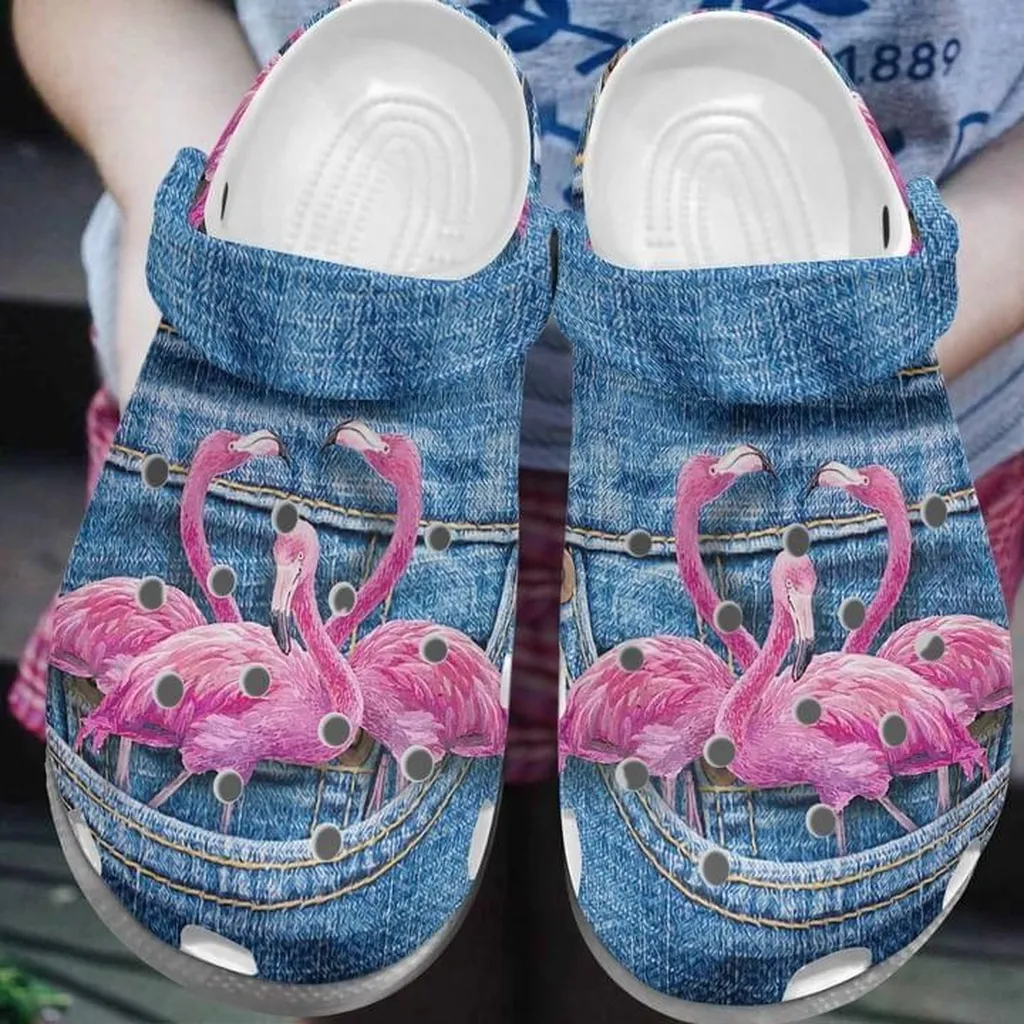 Flamingos Jean Gift For Lover Rubber Crocs Clog