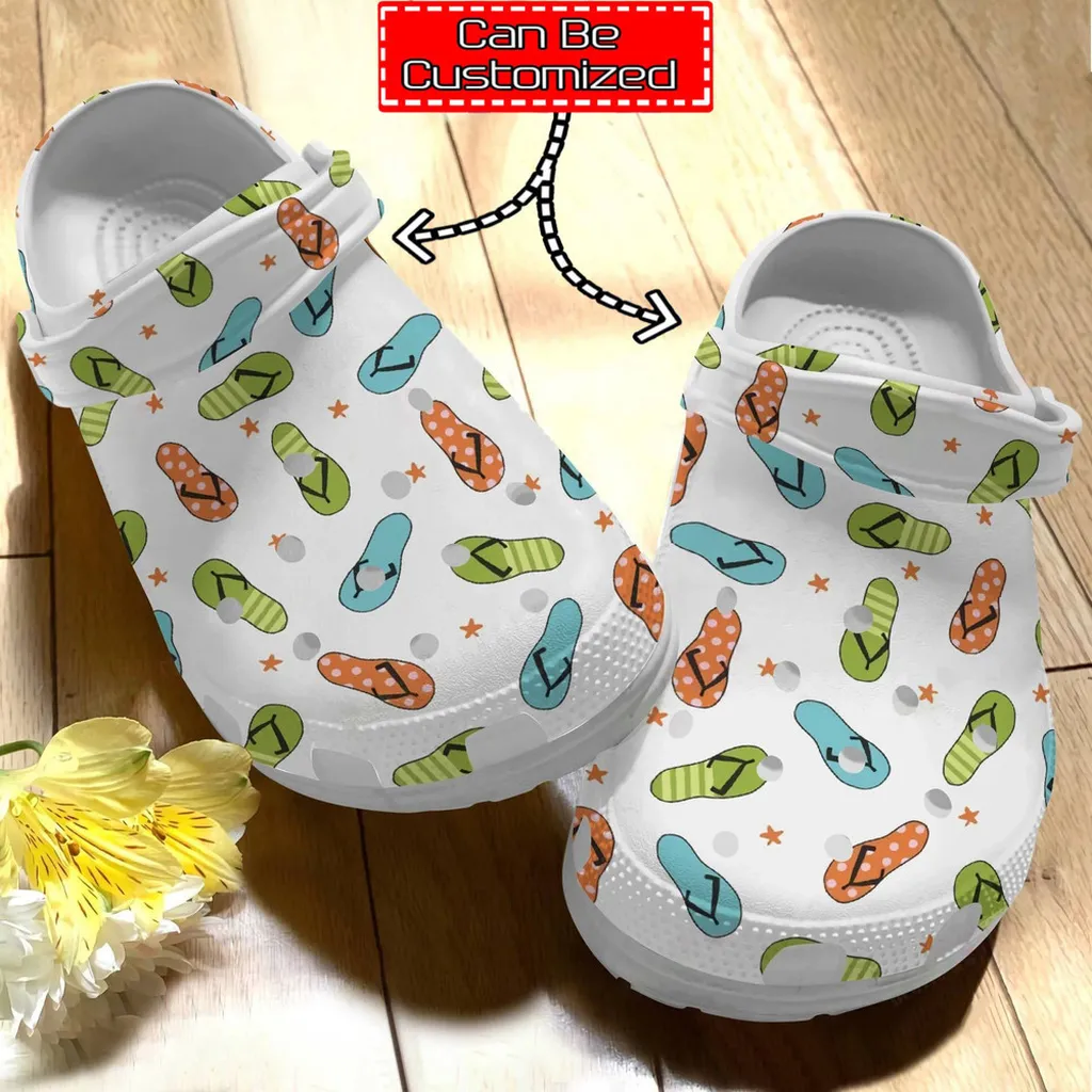 Flip Flops Crocs - Personalized Flip Flops Pattern Clog