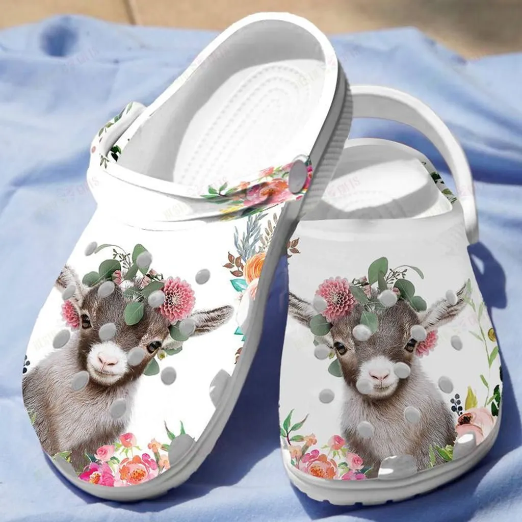 Floral Baby Goat Crocs, Personalized Crocs Classic Clogs