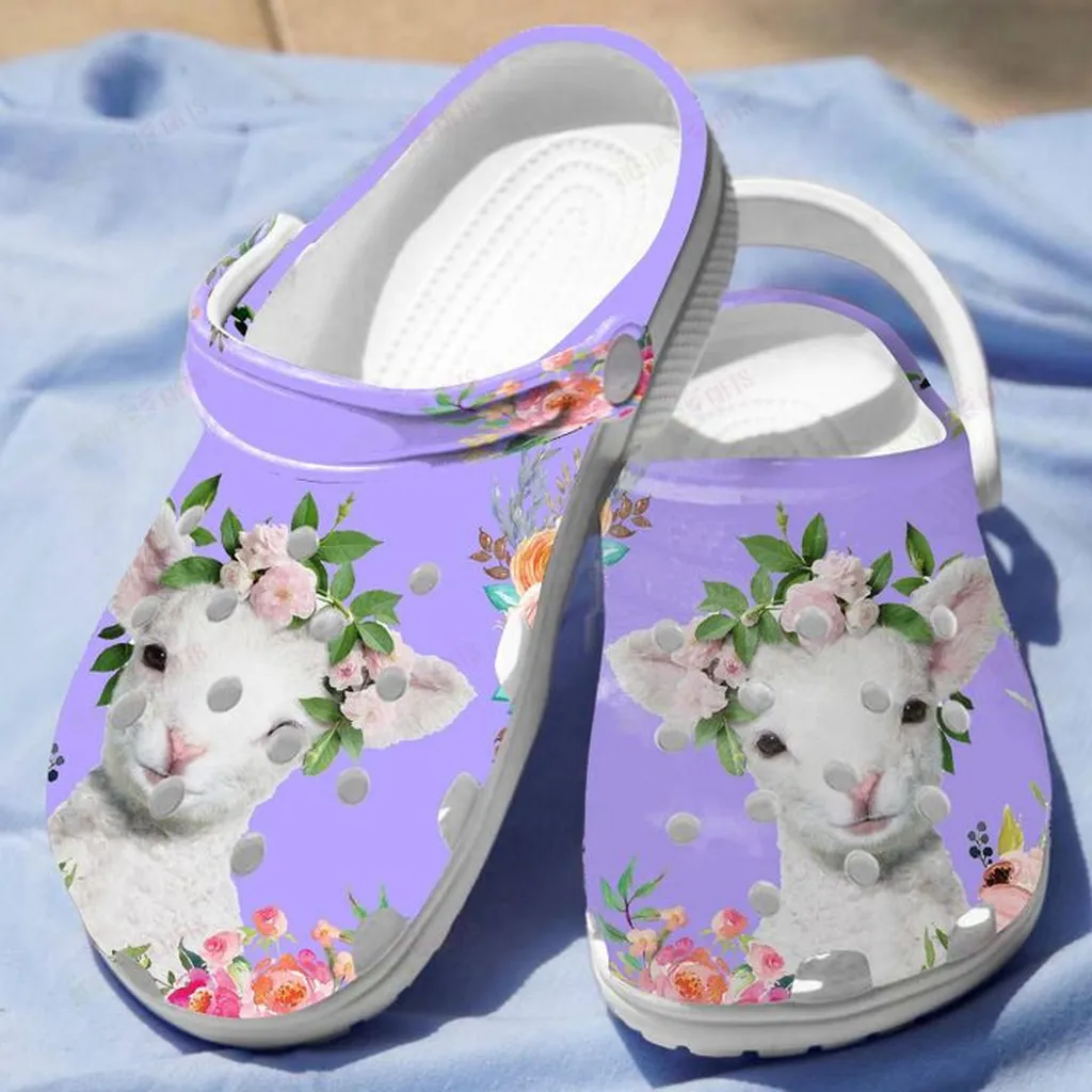 Floral Baby Lamb Crocs, Personalized Crocs Classic Clogs