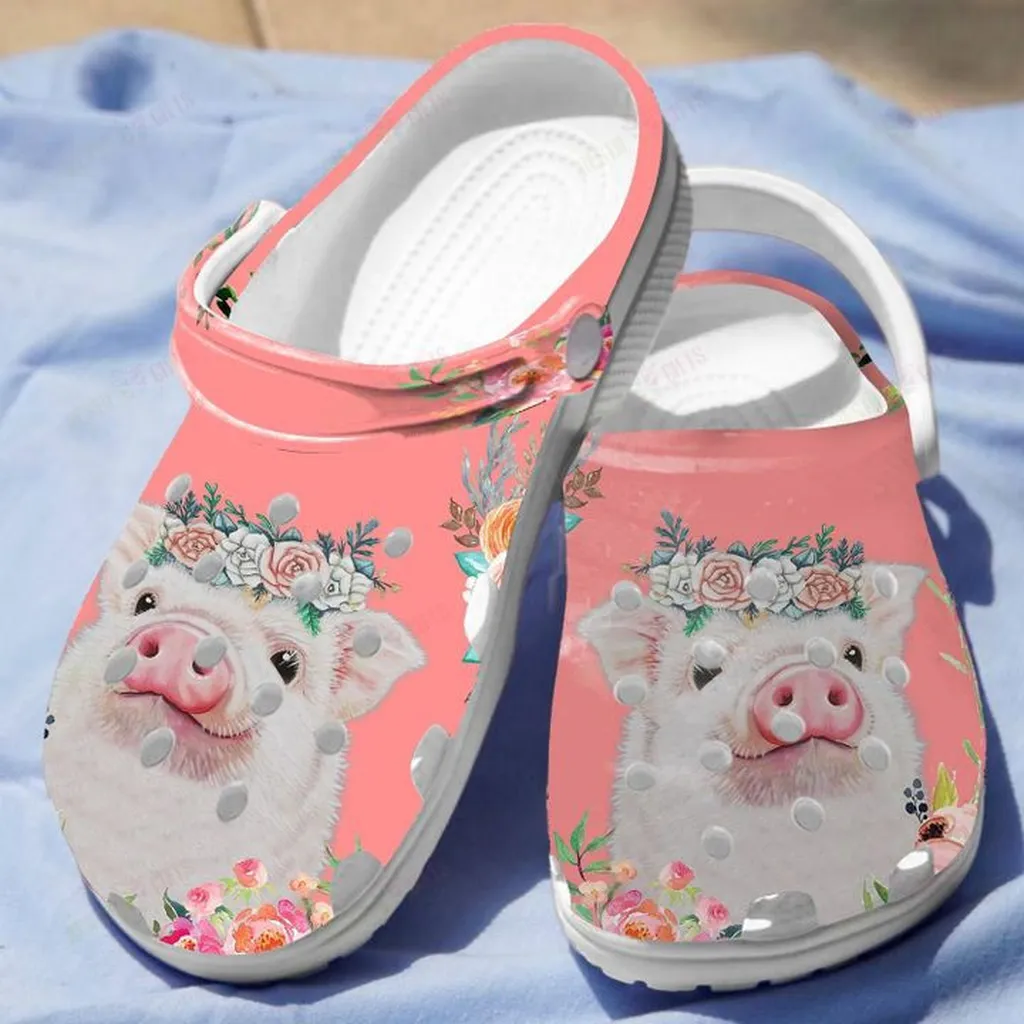 Floral Baby Pig Crocs Classic Clogs