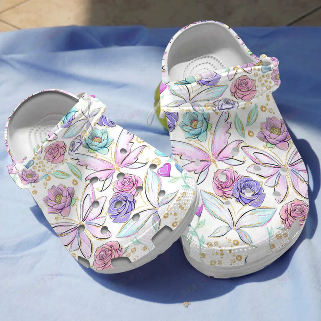 Floral Butterfly Crocs Classic Clogs